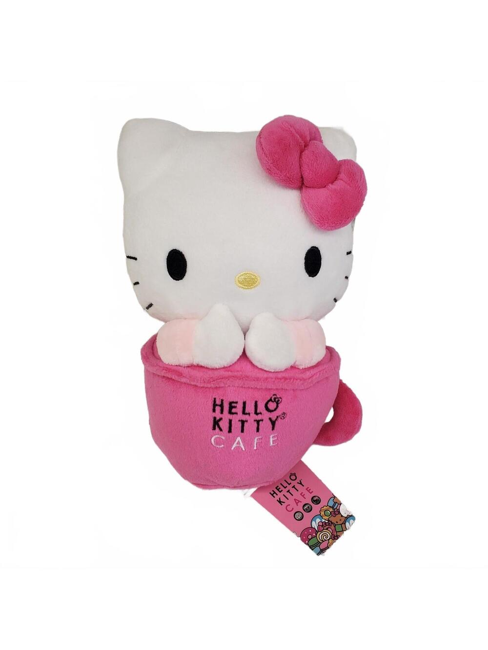 Sanrio Hello Kitty Cafe Plush 9" NEW Pink Plush Coffee Cup 2022